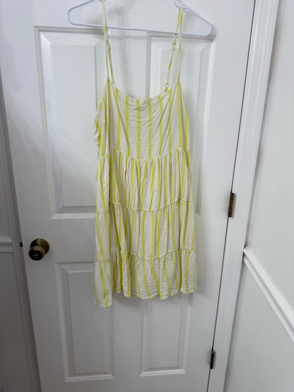 Forever 21 Yellow and White Striped Tiered Sundress